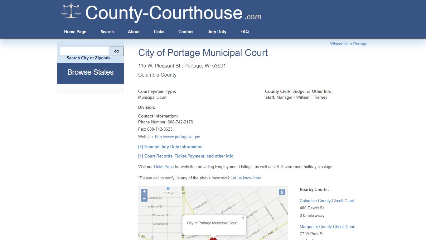 City of Portage Municipal Court in Portage, WI - County-Courthouse.com